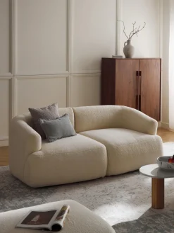 Sofás 2 Plazas|Sofás>Westwing Collection Sofá modular de borreguillo Sofia (2 plazas) Borreguillo blanco Off White