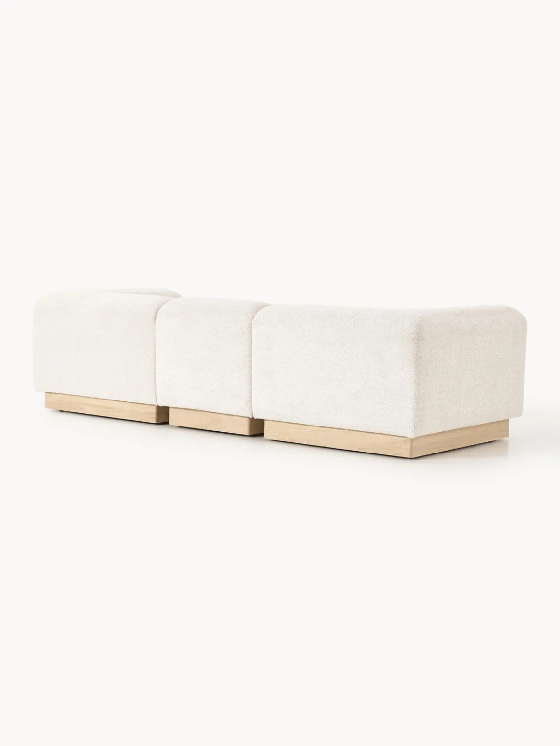 Sofás 3 Plazas|Sofás>Westwing Collection Sofá modular de borreguillo bouclé Natalie (3 plazas) Borreguillo bouclé blanco Off White, madera de haya clara