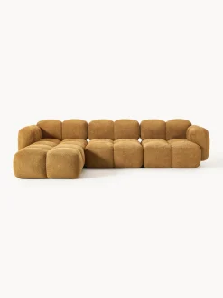 Sofás Rinconeras|Sofás>Westwing Collection Sofá modular de borreguillo bouclé con reposapiés izquierdo/derecho Tayla (4 plazas) Borreguillo bouclé ocre
