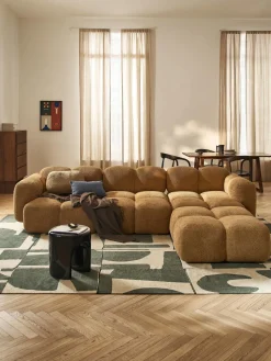 Sofás Rinconeras|Sofás>Westwing Collection Sofá modular de borreguillo bouclé con reposapiés izquierdo/derecho Tayla (4 plazas) Borreguillo bouclé ocre