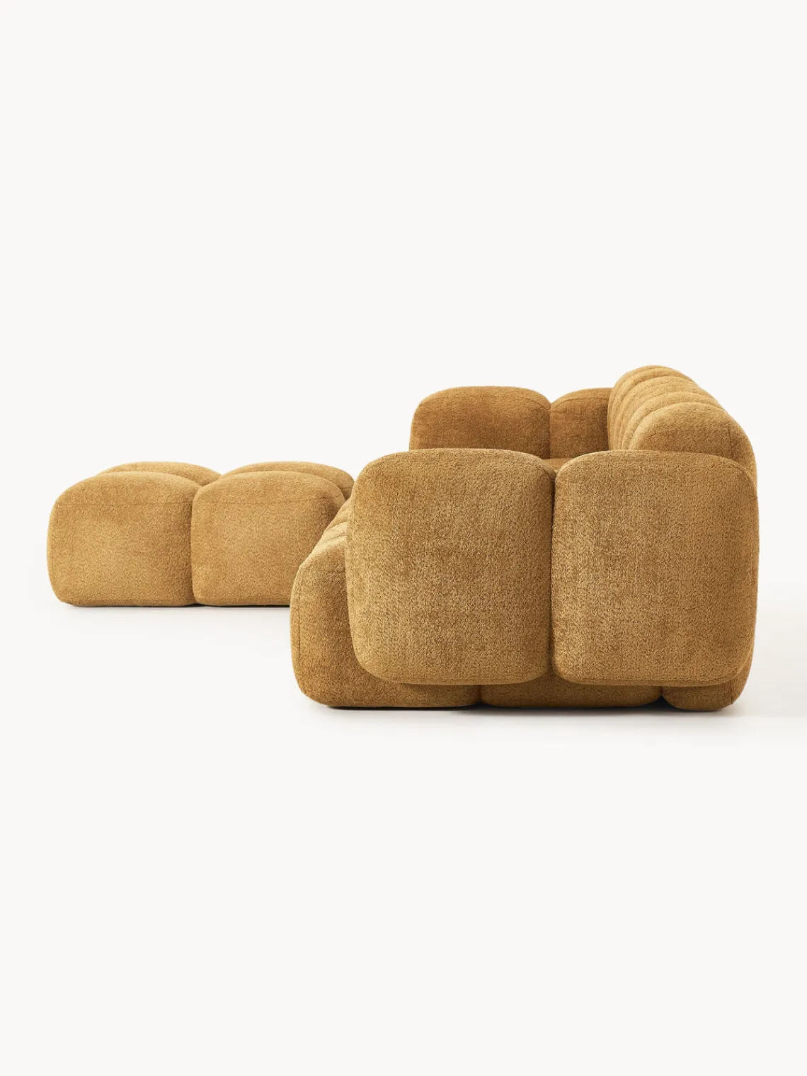 Sofás Rinconeras|Sofás>Westwing Collection Sofá modular de borreguillo bouclé con reposapiés izquierdo/derecho Tayla (4 plazas) Borreguillo bouclé ocre