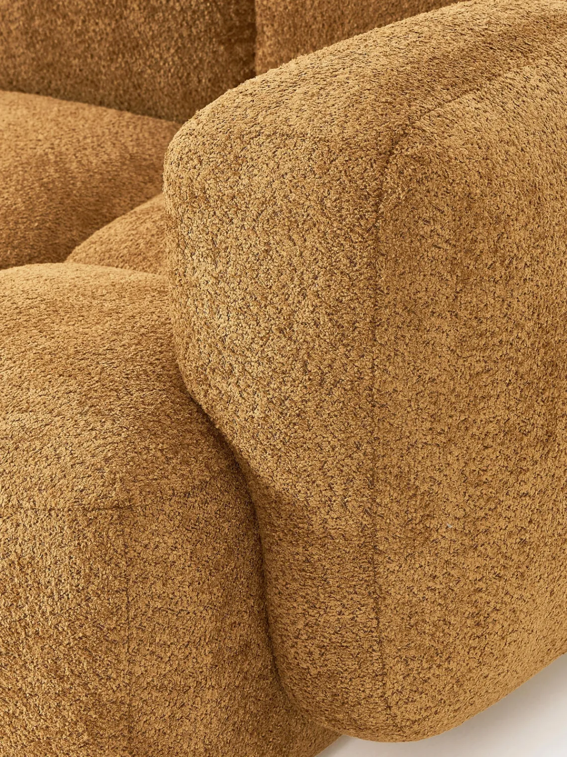 Sofás Rinconeras|Sofás>Westwing Collection Sofá modular de borreguillo bouclé con reposapiés izquierdo/derecho Tayla (4 plazas) Borreguillo bouclé ocre