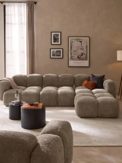 New Sofá modular de borreguillo bouclé con reposapiés Tayla (4 plazas) Sofás Rinconeras|Sofás