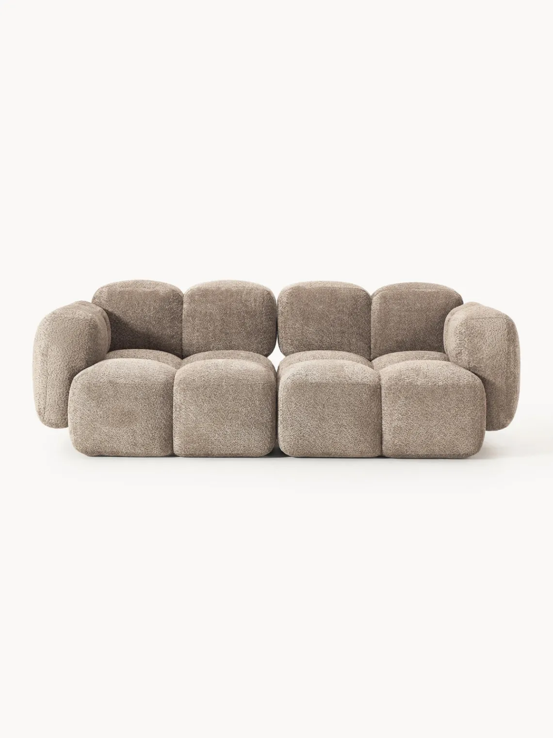 Sofás 3 Plazas|Sofás>Westwing Collection Sofá modular de borreguillo bouclé Tayla (3 plazas) Borreguillo bouclé gris pardo