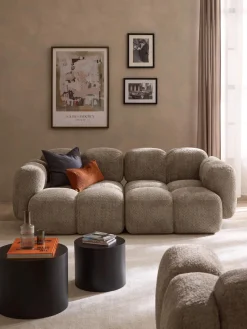 Sofás 3 Plazas|Sofás>Westwing Collection Sofá modular de borreguillo bouclé Tayla (3 plazas) Borreguillo bouclé gris pardo