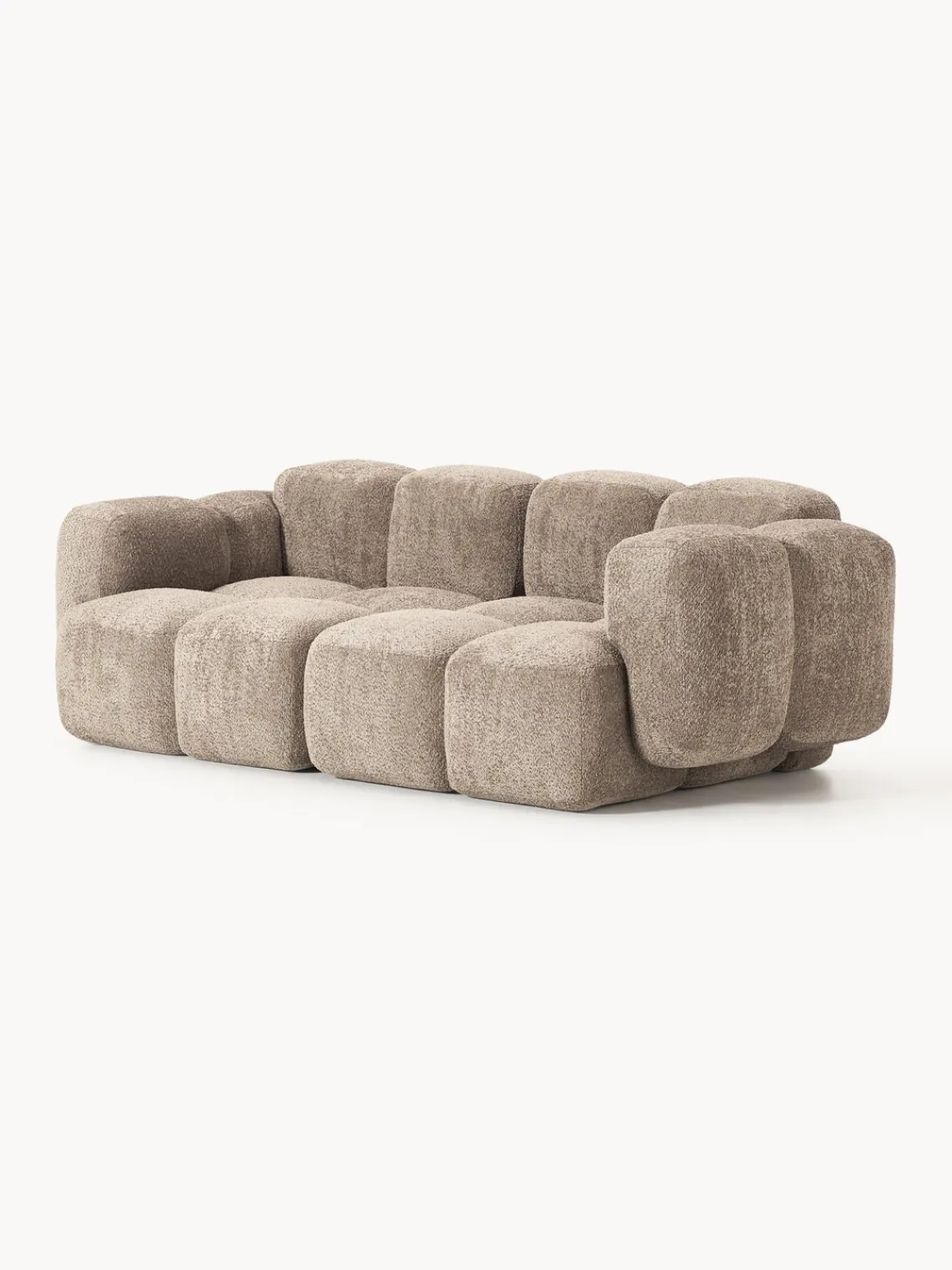 Sofás 3 Plazas|Sofás>Westwing Collection Sofá modular de borreguillo bouclé Tayla (3 plazas) Borreguillo bouclé gris pardo