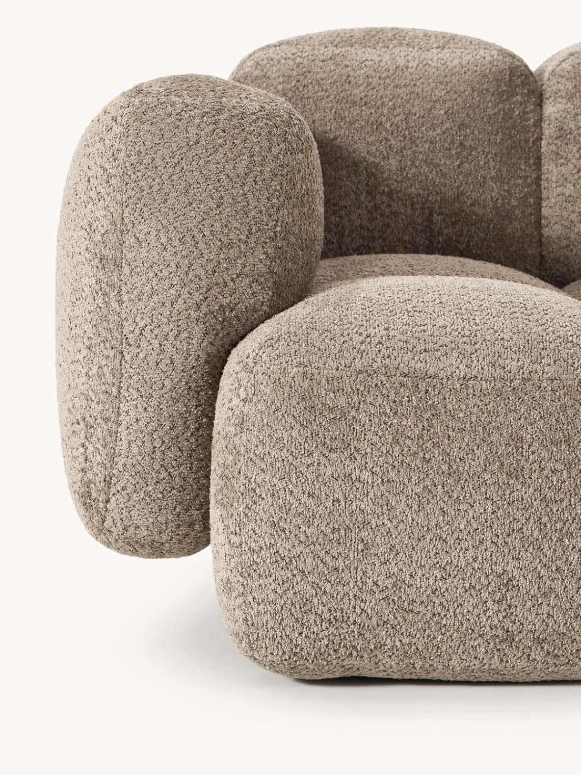 Sofás 3 Plazas|Sofás>Westwing Collection Sofá modular de borreguillo bouclé Tayla (3 plazas) Borreguillo bouclé gris pardo