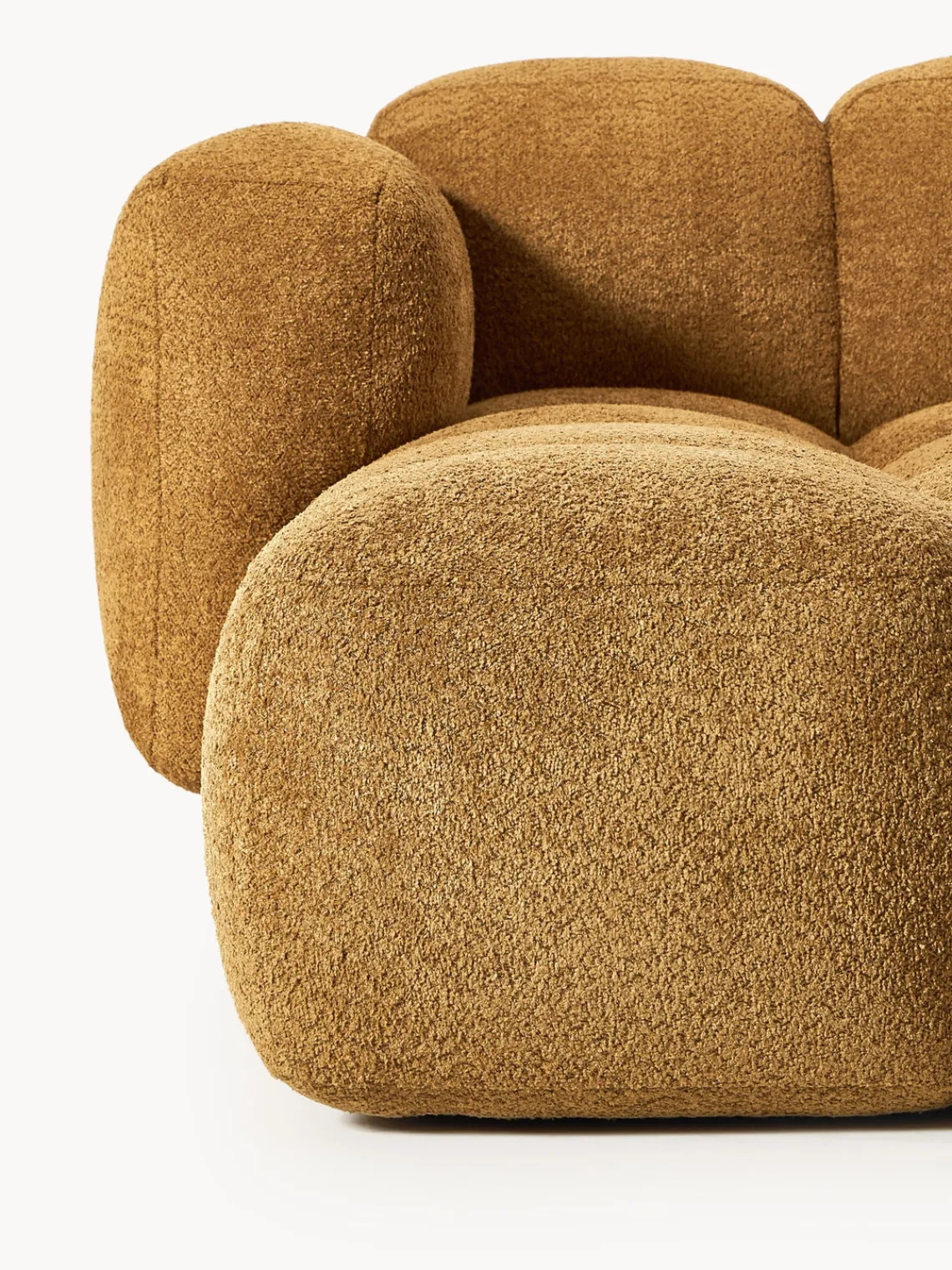 Sofás Rinconeras|Sofás>Westwing Collection Sofá modular de borreguillo bouclé con reposapiés izquierdo/derecho Tayla (3 plazas) Borreguillo bouclé ocre