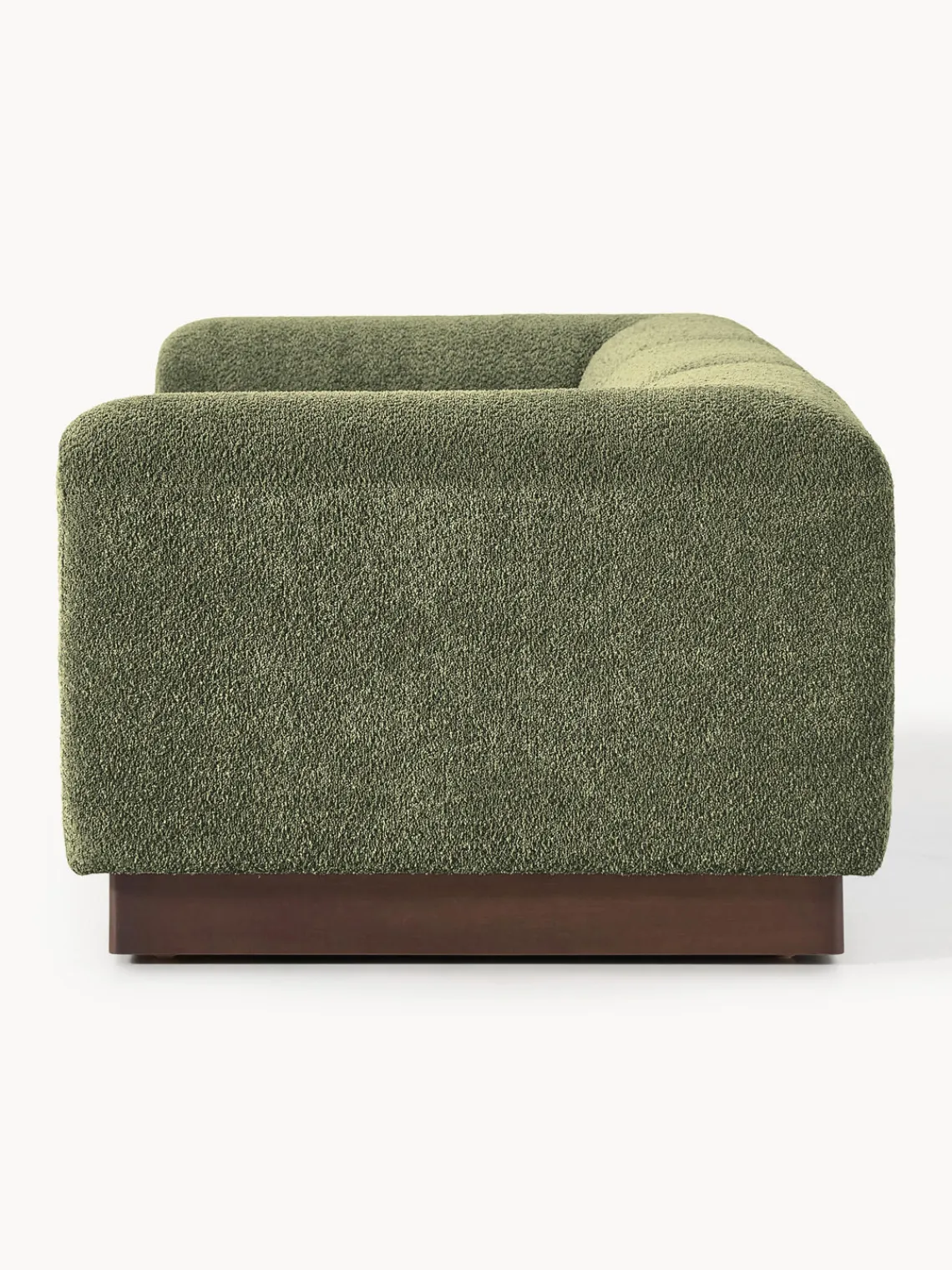 Sofás 3 Plazas|Sofás>Westwing Collection Sofá modular de borreguillo bouclé Natalie (3 plazas) Borreguillo bouclé verde oscuro, madera oscura