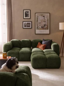 Discount Sofá modular de borreguillo bouclé con reposapiés Tayla (3 plazas) Sofás Rinconeras|Sofás