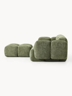Discount Sofá modular de borreguillo bouclé con reposapiés Tayla (3 plazas) Sofás Rinconeras|Sofás