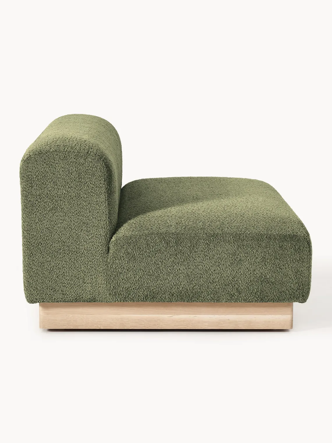 Sofás 2 Plazas|Sofás>Westwing Collection Sofá modular de borreguillo bouclé Natalie (2 plazas) Borreguillo bouclé verde oscuro, madera de haya clara