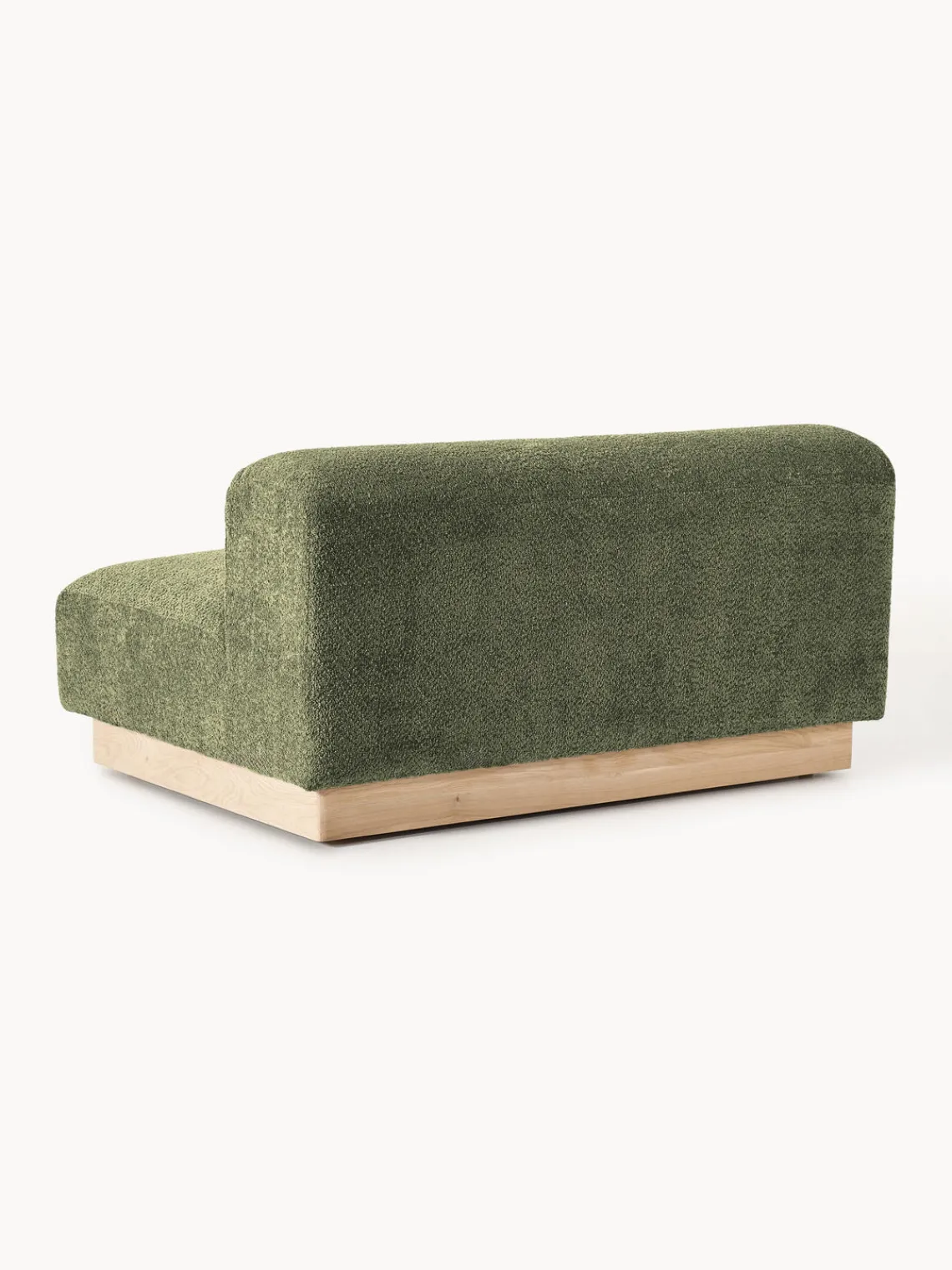 Sofás 2 Plazas|Sofás>Westwing Collection Sofá modular de borreguillo bouclé Natalie (2 plazas) Borreguillo bouclé verde oscuro, madera de haya clara