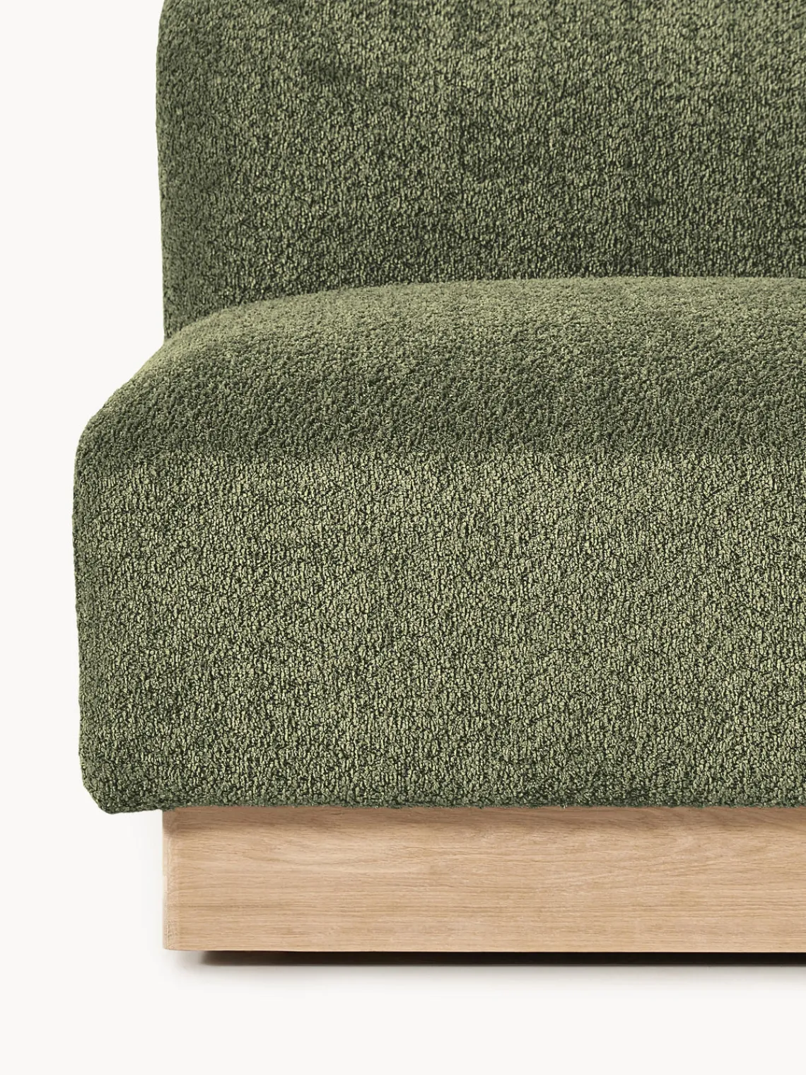 Sofás 2 Plazas|Sofás>Westwing Collection Sofá modular de borreguillo bouclé Natalie (2 plazas) Borreguillo bouclé verde oscuro, madera de haya clara