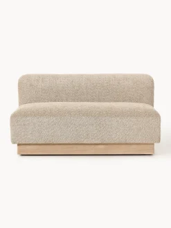 Sofás 2 Plazas|Sofás>Westwing Collection Sofá modular de borreguillo bouclé Natalie (2 plazas) Borreguillo bouclé beige, madera de haya clara