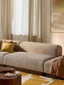 Sofás 2 Plazas|Sofás>Westwing Collection Sofá modular de borreguillo bouclé Natalie (2 plazas) Borreguillo bouclé beige, madera de haya oscura