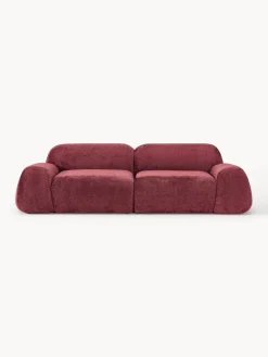 Sofás 3 Plazas|Sofás>Westwing Collection Sofá modular de borreguillo bouclé Wolke (3 plazas) Borreguillo bouclé rojo vino