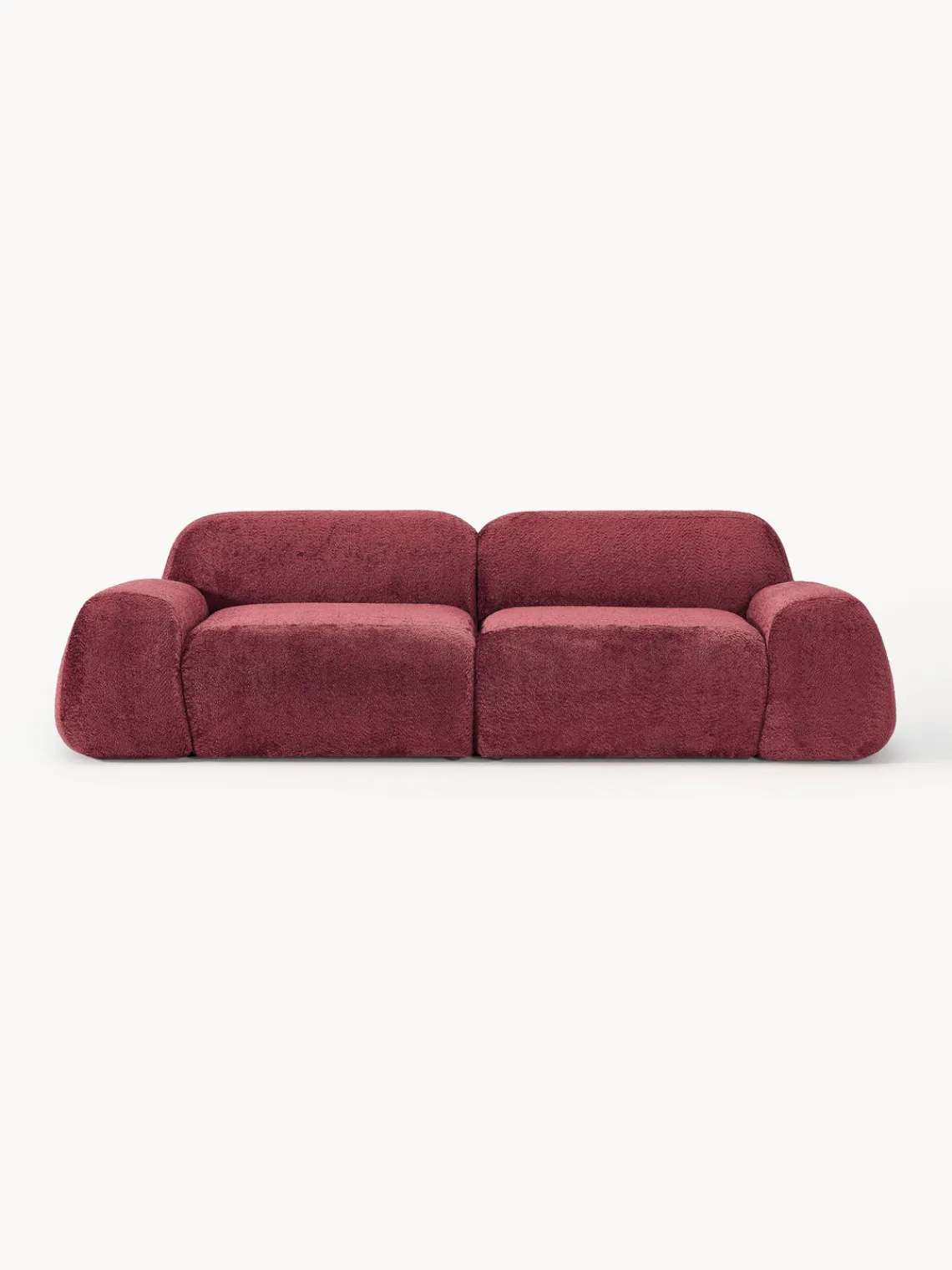 Sofás 3 Plazas|Sofás>Westwing Collection Sofá modular de borreguillo bouclé Wolke (3 plazas) Borreguillo bouclé rojo vino