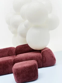 Sofás 3 Plazas|Sofás>Westwing Collection Sofá modular de borreguillo bouclé Wolke (3 plazas) Borreguillo bouclé rojo vino