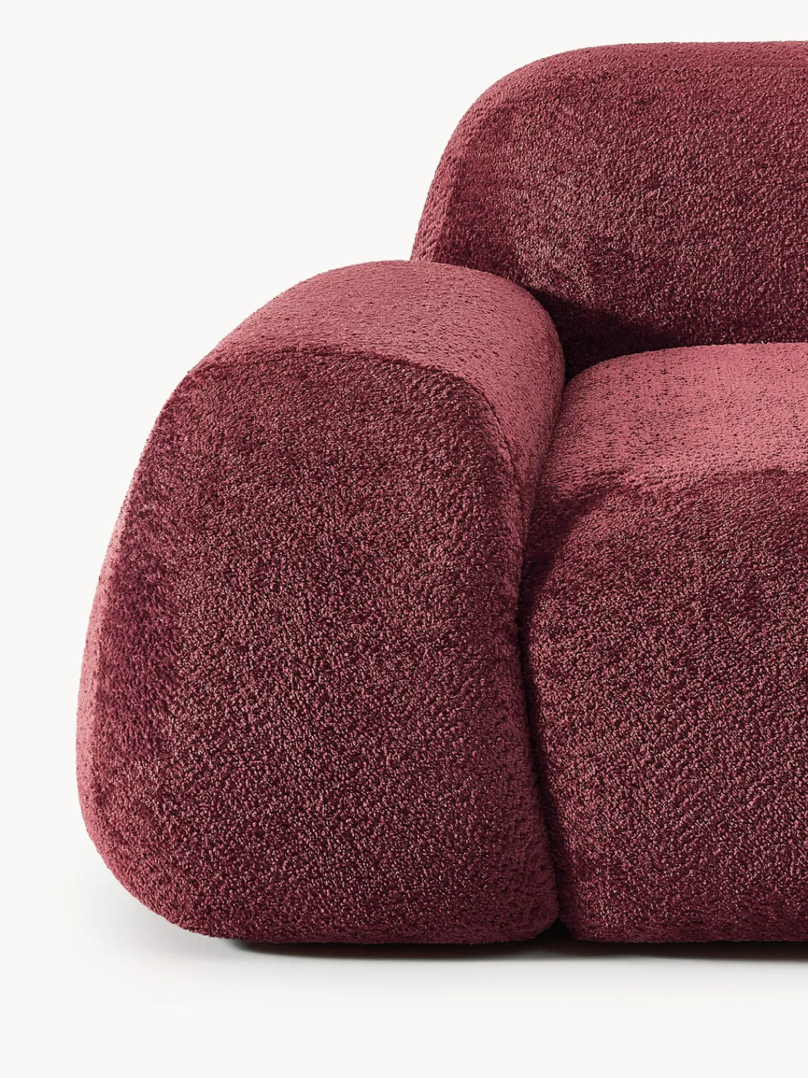 Sofás 3 Plazas|Sofás>Westwing Collection Sofá modular de borreguillo bouclé Wolke (3 plazas) Borreguillo bouclé rojo vino