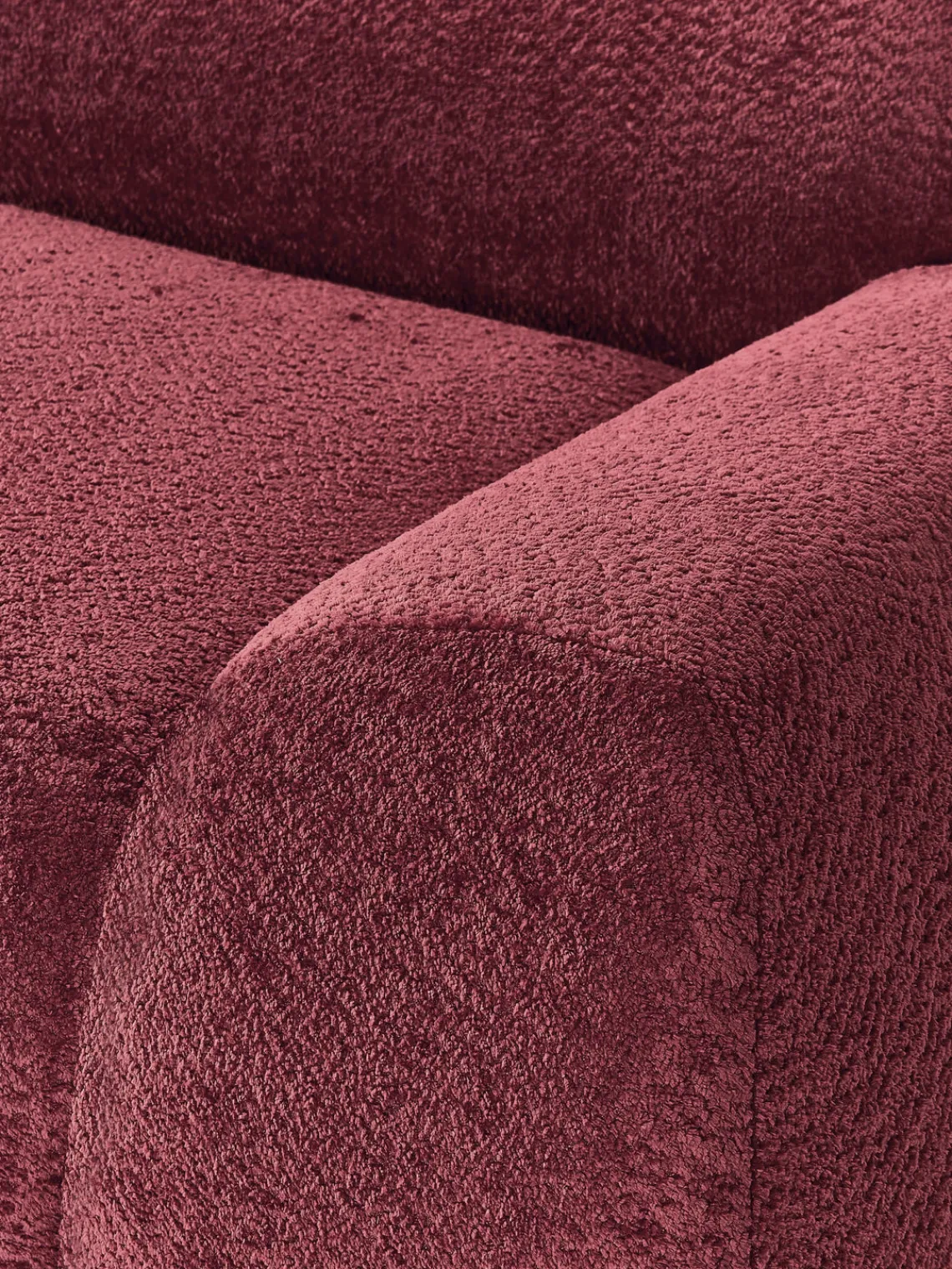 Sofás 3 Plazas|Sofás>Westwing Collection Sofá modular de borreguillo bouclé Wolke (3 plazas) Borreguillo bouclé rojo vino