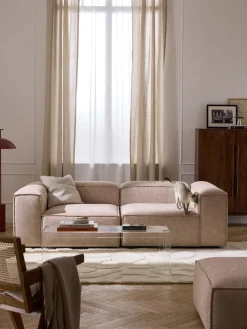 Sofás>Westwing Collection Sofá modular de mezcla de lino Lennon (3 plazas) Mezcla de lino rojo óxido