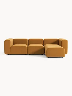 Sofás Rinconeras|Sofás></noscript>Westwing Collection Sofá modular de terciopelo con reposapiés izquierdo/derecho Lena (4 plazas) Terciopelo ocre