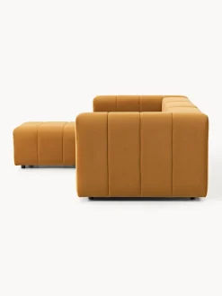 Sofás Rinconeras|Sofás></noscript>Westwing Collection Sofá modular de terciopelo con reposapiés izquierdo/derecho Lena (4 plazas) Terciopelo ocre