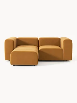 Hot Sofá modular de terciopelo con reposapiés Lena (3 plazas) Sofás Rinconeras|Sofás