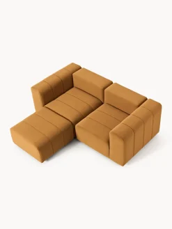 Hot Sofá modular de terciopelo con reposapiés Lena (3 plazas) Sofás Rinconeras|Sofás