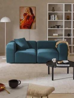 Online Sofá modular de terciopelo con reposapiés Lena, (3 plazas) Sofás