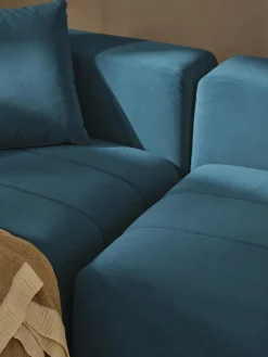 Online Sofá modular de terciopelo con reposapiés Lena, (3 plazas) Sofás