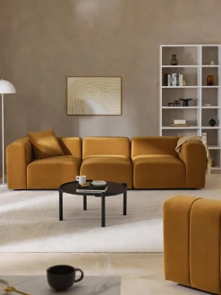 Sofás 3 Plazas|Sofás>Westwing Collection Sofá modular de terciopelo Lena (4 plazas) Terciopelo ocre