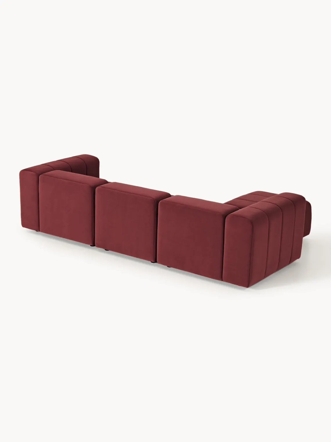 Sofás Rinconeras|Sofás>Westwing Collection Sofá modular de terciopelo con reposapiés Lena (4 plazas) Terciopelo rojo vino