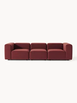 Sofás 3 Plazas|Sofás>Westwing Collection Sofá modular de terciopelo con reposapiés Lena (3 plazas) Terciopelo rojo vino