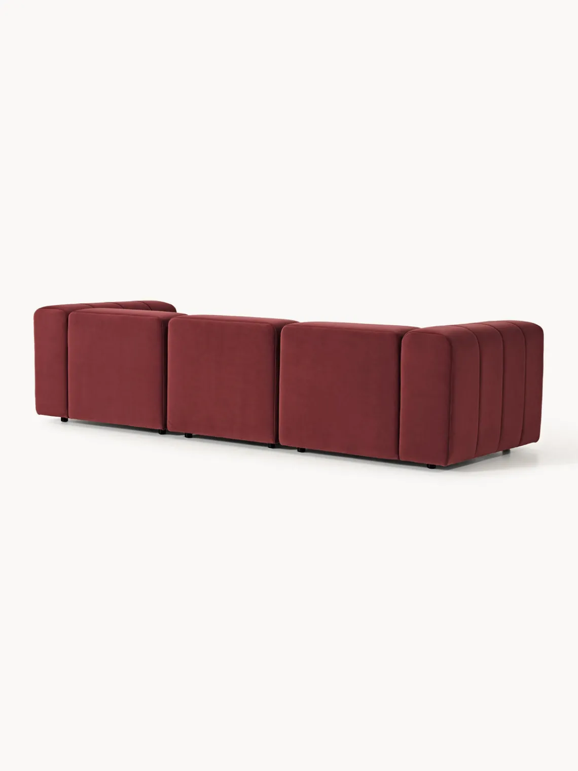 Sofás 3 Plazas|Sofás>Westwing Collection Sofá modular de terciopelo con reposapiés Lena (3 plazas) Terciopelo rojo vino
