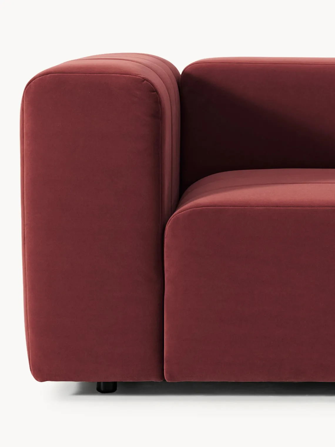 Sofás 3 Plazas|Sofás>Westwing Collection Sofá modular de terciopelo con reposapiés Lena (3 plazas) Terciopelo rojo vino