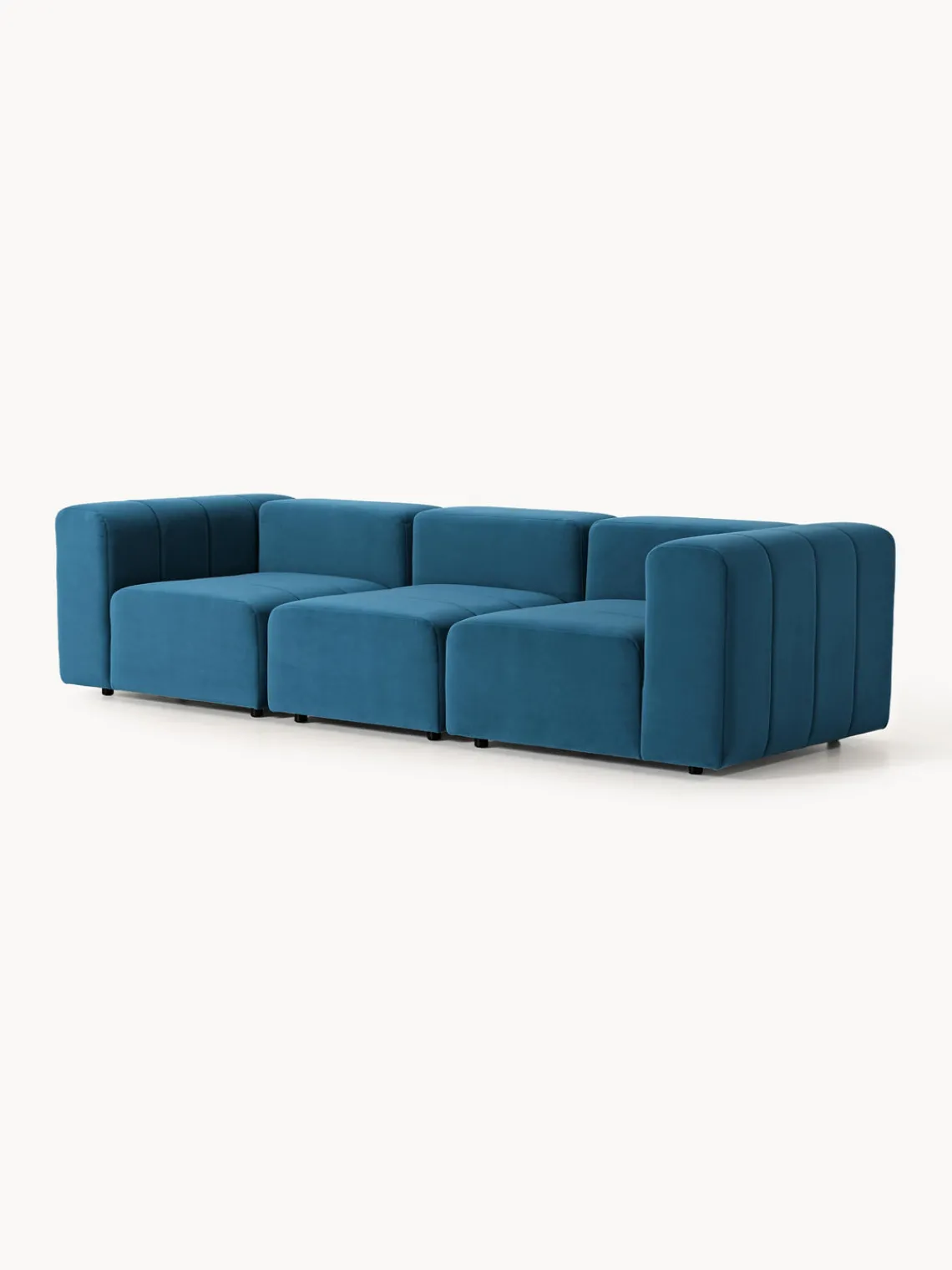 Sofás 3 Plazas|Sofás>Westwing Collection Sofá modular de terciopelo Lena (4 plazas) Terciopelo azul petróleo