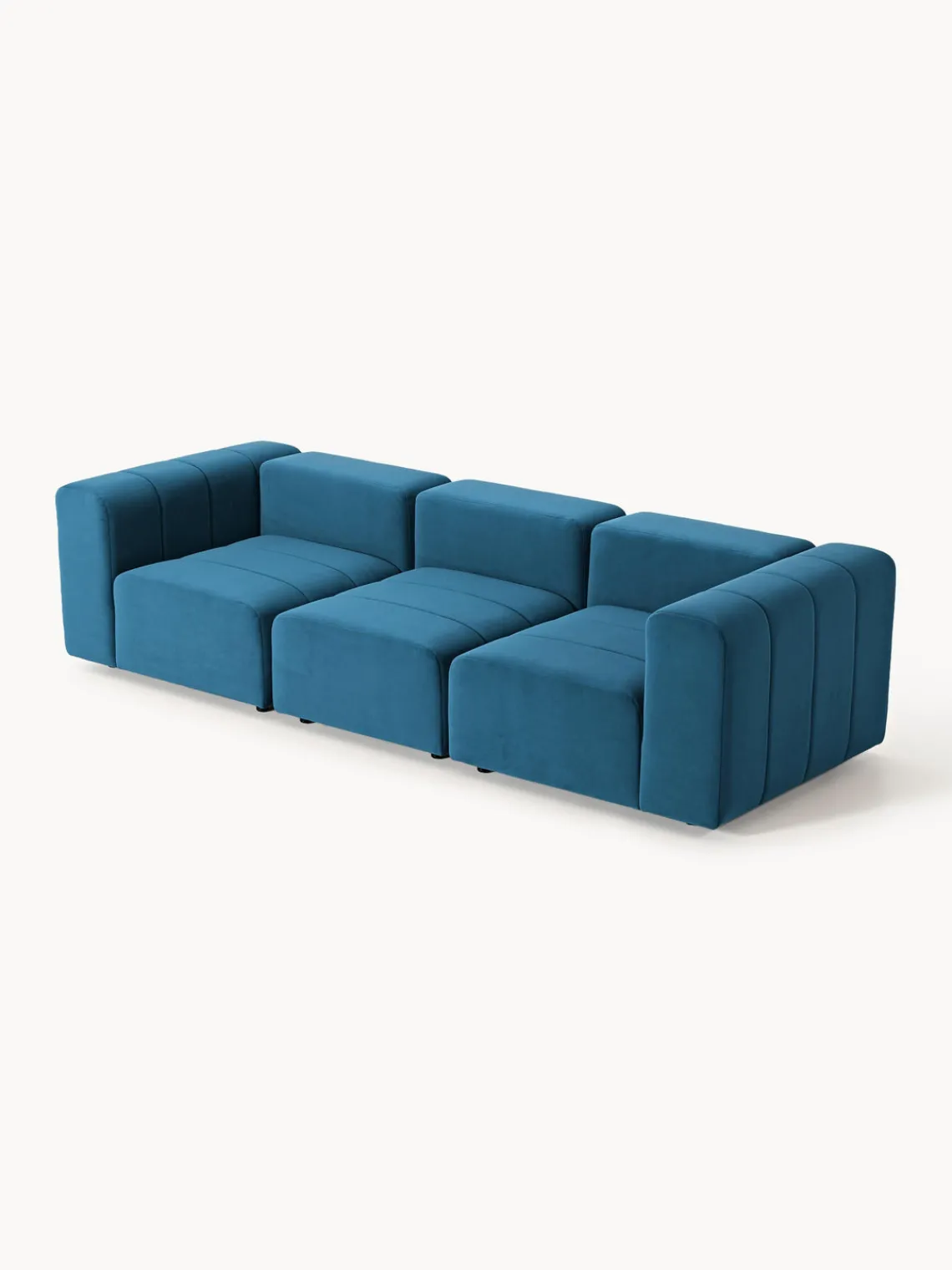 Sofás 3 Plazas|Sofás>Westwing Collection Sofá modular de terciopelo Lena (4 plazas) Terciopelo azul petróleo