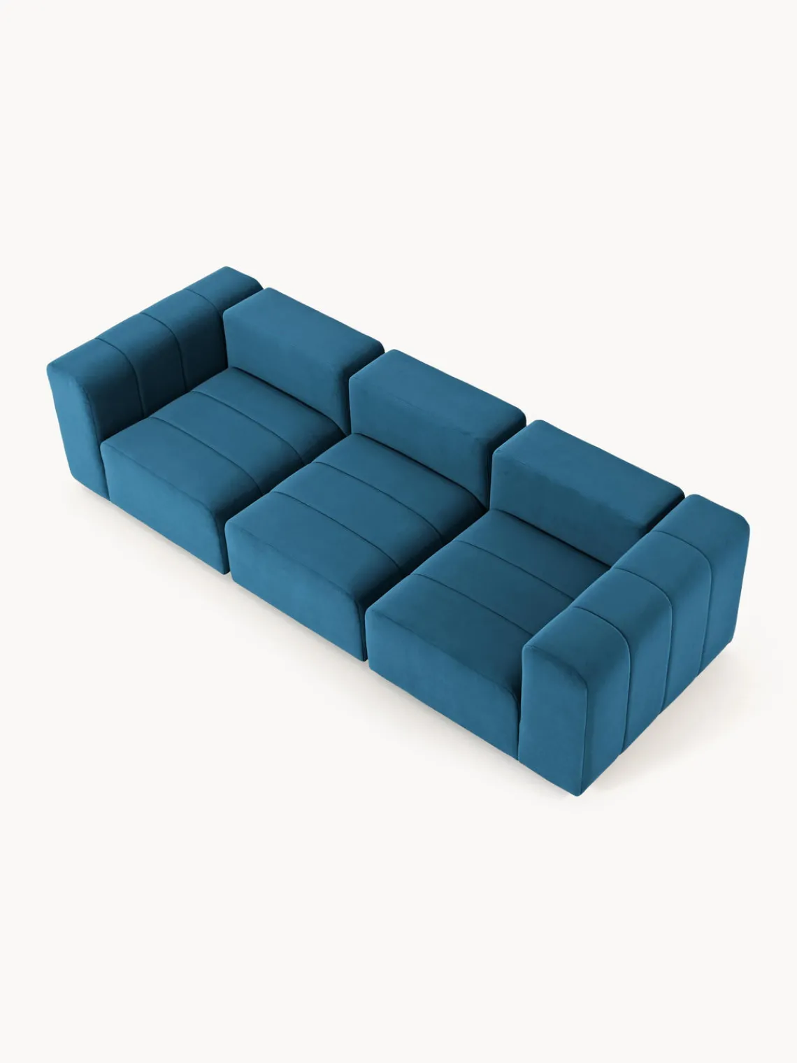 Sofás 3 Plazas|Sofás>Westwing Collection Sofá modular de terciopelo Lena (4 plazas) Terciopelo azul petróleo