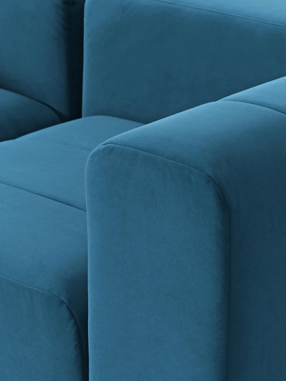 Sofás 3 Plazas|Sofás>Westwing Collection Sofá modular de terciopelo Lena (4 plazas) Terciopelo azul petróleo