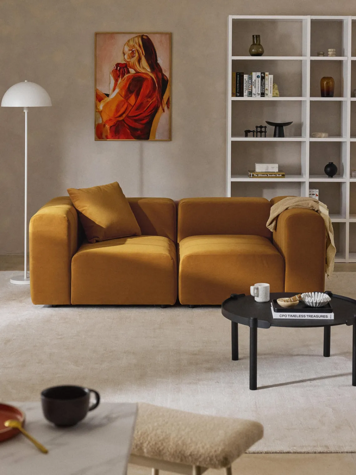 Outlet Sofá modular de terciopelo Lena (3 plazas) Sofás 3 Plazas|Sofás