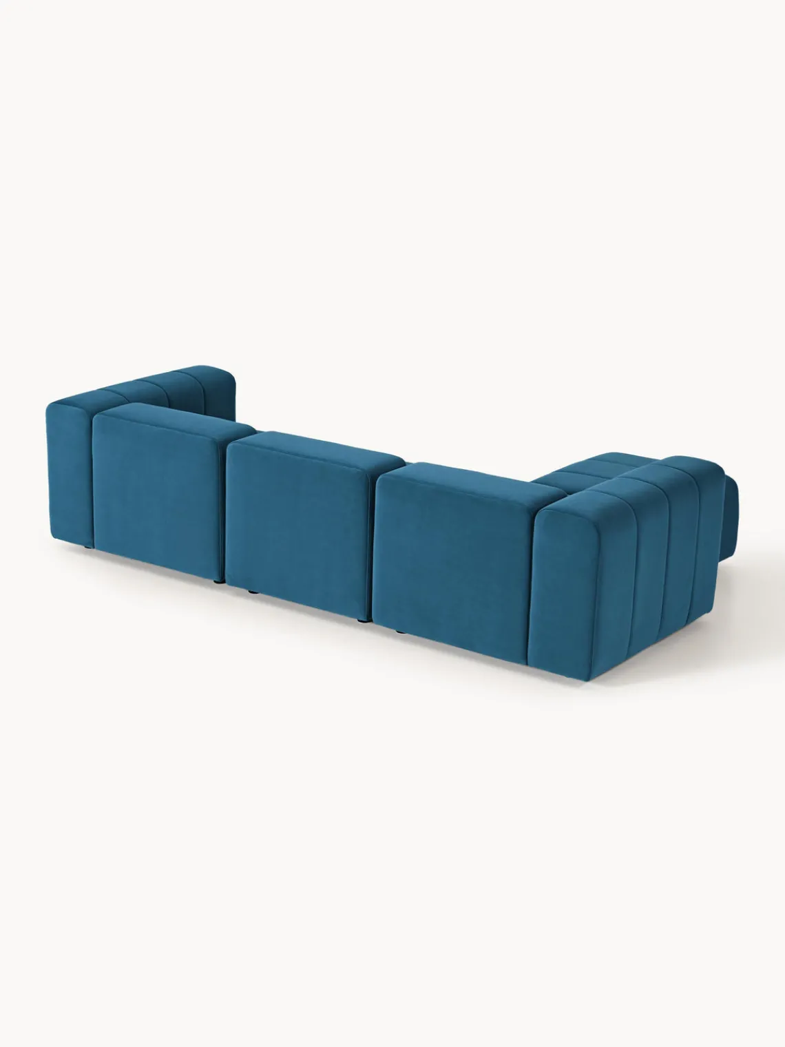 Sofás Rinconeras|Sofás>Westwing Collection Sofá modular de terciopelo con reposapiés Lena (4 plazas) Terciopelo azul petróleo