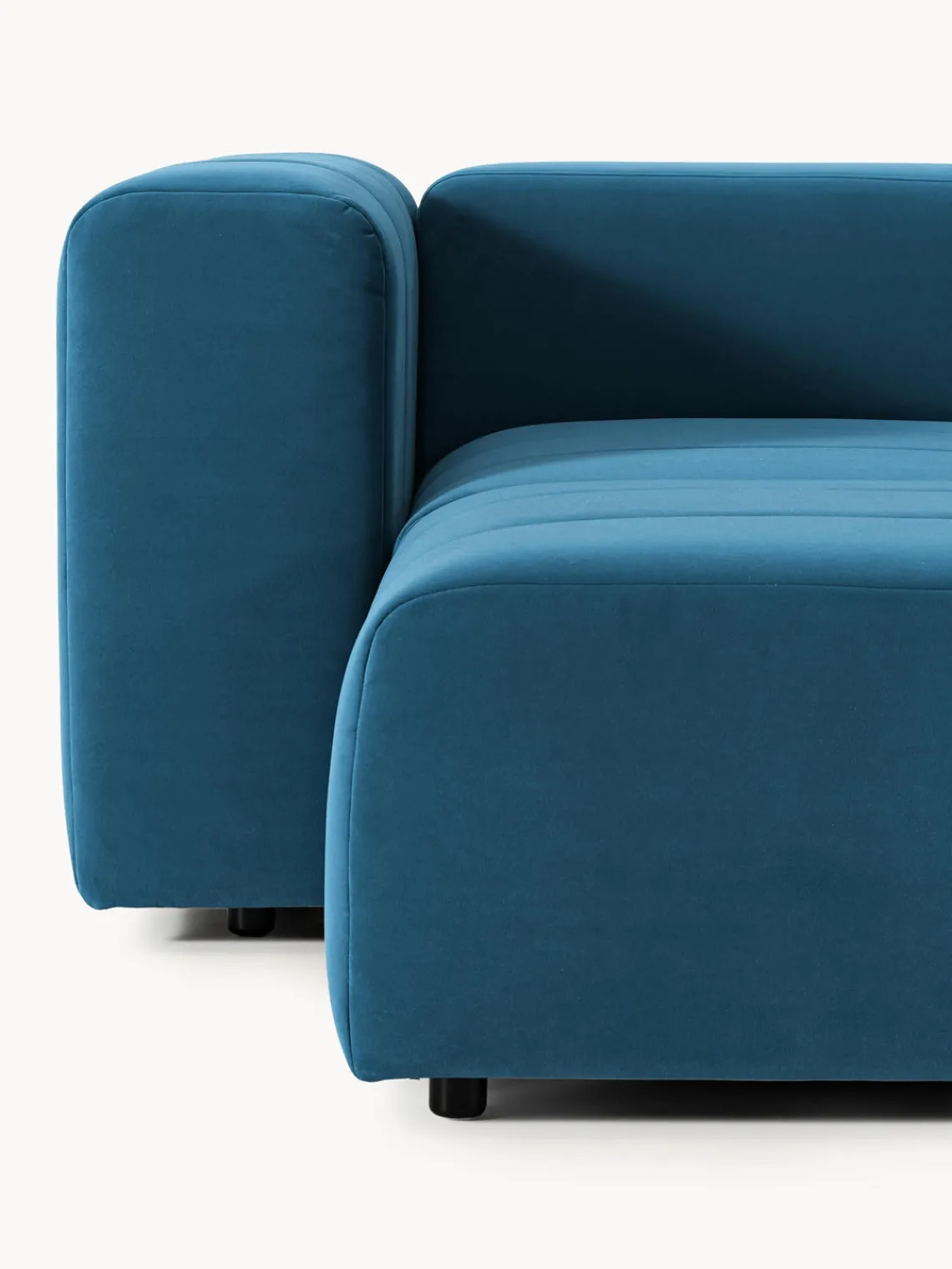 Sofás Rinconeras|Sofás>Westwing Collection Sofá modular de terciopelo con reposapiés Lena (4 plazas) Terciopelo azul petróleo