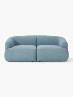 Sofás 2 Plazas|Sofás>Westwing Collection Sofá modular en tejido bouclé Sofia (2 plazas) Bouclé azul