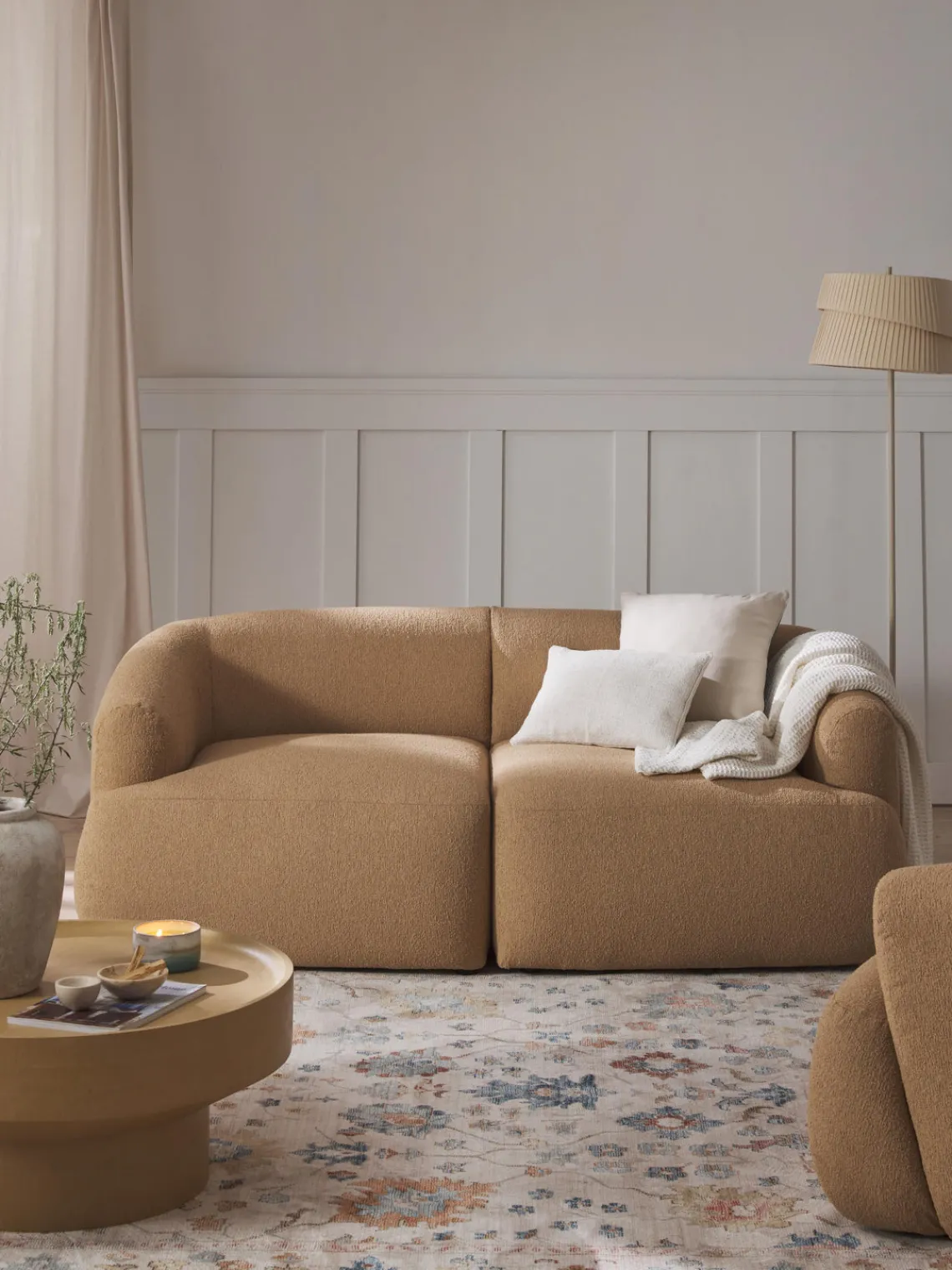 Sofás 2 Plazas|Sofás>Westwing Collection Sofá modular en tejido bouclé Sofia (2 plazas) Bouclé beige