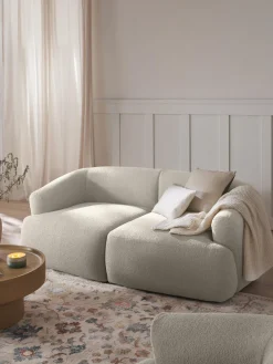 Sofás 2 Plazas|Sofás>Westwing Collection Sofá modular en tejido bouclé Sofia (2 plazas) Bouclé blanco Off White