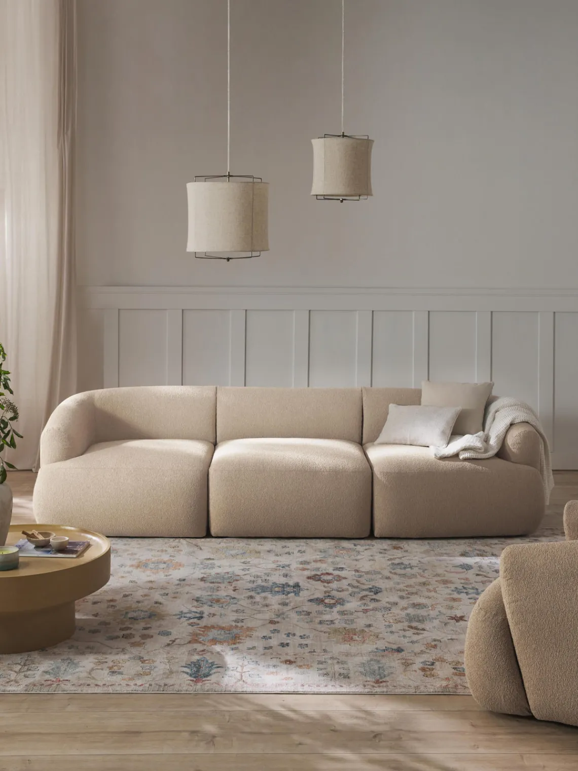 Outlet Sofá modular en tejido bouclé Sofia (3 plazas) Sofás 3 Plazas|Sofás