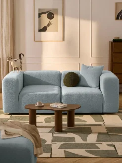 Sofás 3 Plazas|Sofás>Westwing Collection Sofá modular en tejido bouclé Lena (3 plazas) Bouclé azul claro