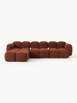 Sofás Rinconeras|Sofás>Westwing Collection Sofá modular en tejido bouclé con reposapiés Tayla (4 plazas) Bouclé terracota